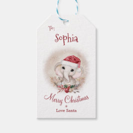 Cute Elephant Kinder Girl kerstcadeau Label Cadeaulabel