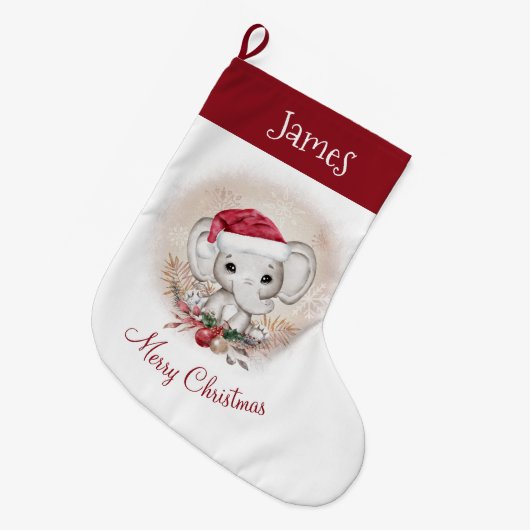 Cute Elephant Kinder kerststop Grote Kerstsok (Voorkant (Hangend))