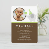 Cute Elephant Kinder Photo Birthday Party Kaart (Staand voorkant)