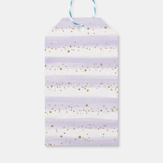 Cute Elephant Lavender Gold Floral Baby shower Cadeaulabel (Achterkant)