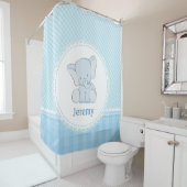 Cute Elephant Light Blue Pset voor kinderen Douchegordijn (In situ)