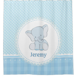 Cute Elephant Light Blue Pset voor kinderen Douchegordijn