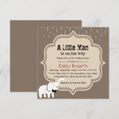 Cute Elephant Little Man Dark Tan Baby shower Kaart (Voorkant / Achterkant)