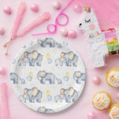 Cute Elephant met Baby shower Waterverf van mama Papieren Bordje (Feest)