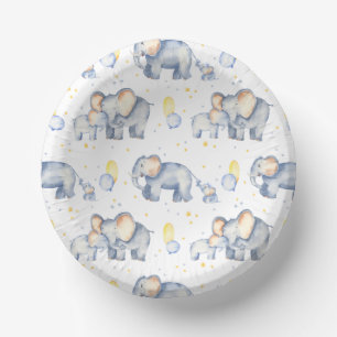 Cute Elephant met Baby shower Waterverf van mama Papieren Kommen