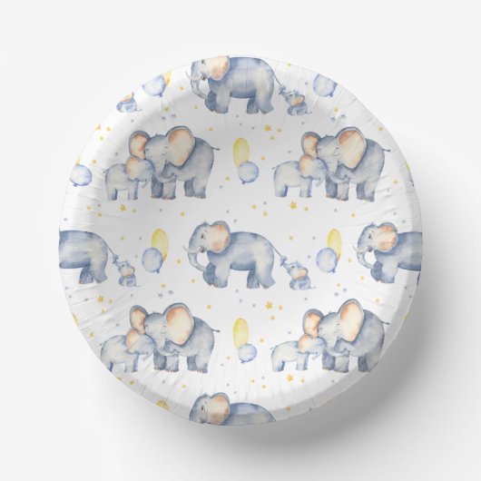 Cute Elephant met Baby shower Waterverf van mama Papieren Kommen (Voorkant)