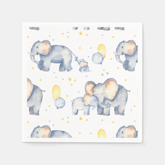 Cute Elephant met Baby shower Waterverf van mama Servet (Voorkant)