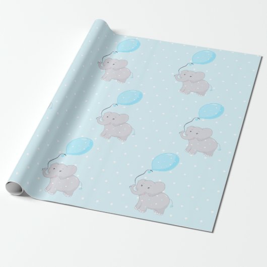 Cute Elephant met ballon Cadeaupapier (Uitgerold)