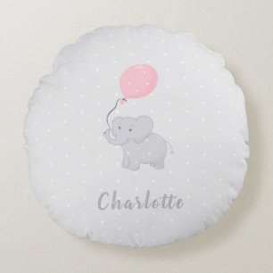 Cute Elephant met ballon Rond Kussen