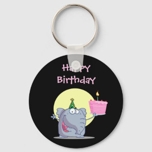 Cute Elephant met Birthday Cake Sleutelhanger