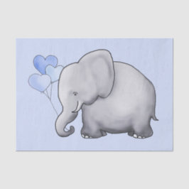 Cute Elephant met hartballonnen Baby Boy Shower Tissuepapier
