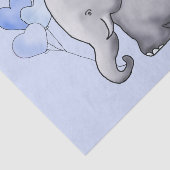 Cute Elephant met hartballonnen Baby Boy Shower Tissuepapier (Detail)