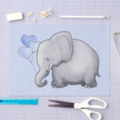 Cute Elephant met hartballonnen Baby Boy Shower Tissuepapier (Craft)