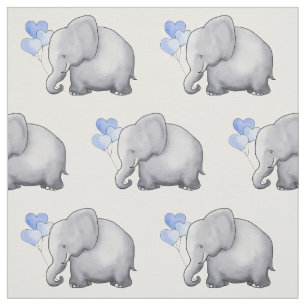 Cute Elephant met Heart Balloons Baby Boy Nursery Stof