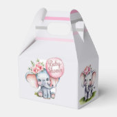 Cute Elephant met roze ballonnen Girl Baby shower Bedankdoosjes (Achterkant)