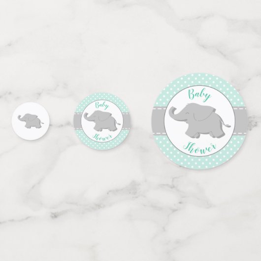 Cute Elephant Mint Polka Dot Baby shower Confetti (Voorkanten)