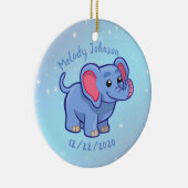 Cute Elephant Monogram Name & B Day Keramisch Ornament (Rechts)