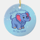 Cute Elephant Monogram Name & B Day Keramisch Ornament (Voorkant)