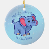 Cute Elephant Monogram Name & B Day Keramisch Ornament (Achterkant)