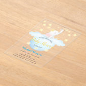 Cute Elephant Moon Stars Acrylic Invitation Acryl Uitnodigingen (Laagn)
