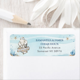 Cute Elephant Nautical Baby shower Return Address Etiket