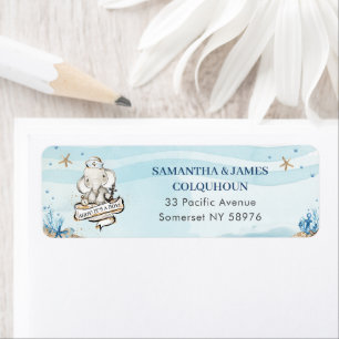 Cute Elephant Nautical Baby shower Return Address Etiket