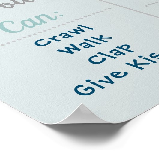 Cute Elephant Navy & Mint First Birthday Milestone Poster (Hoek)