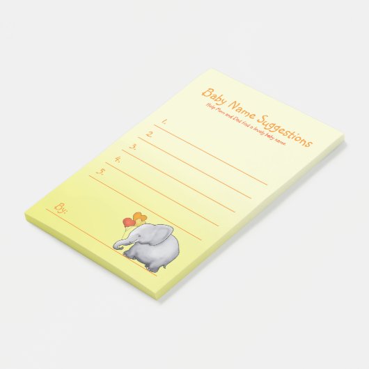 Cute Elephant Neutral Baby shower Suggest-naam Post-it® Notes (Schuin)