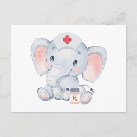 Cute Elephant Nurse Briefkaart (Voorkant)