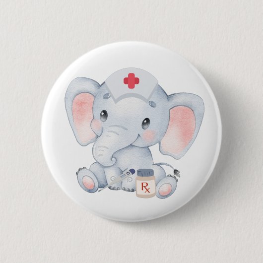Cute Elephant Nurse Ronde Button 5,7 Cm (Voorkant)