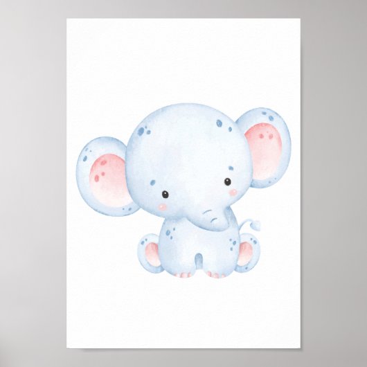 Cute Elephant Nursery Poster Kinder Room Decor (Voorkant)