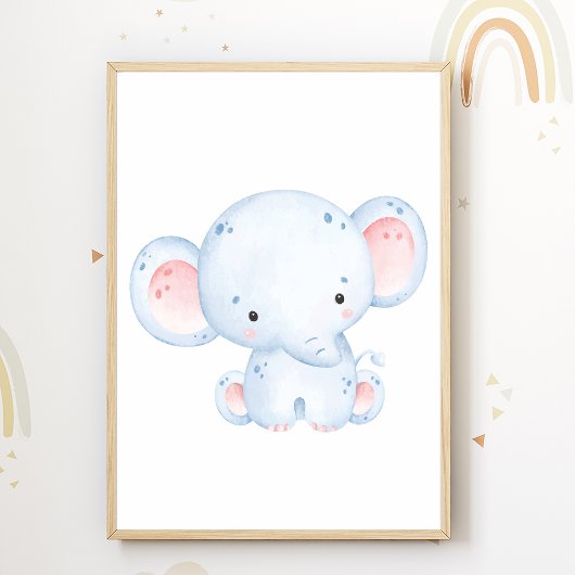 Cute Elephant Nursery Poster Kinder Room Decor