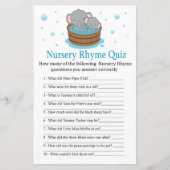 Cute Elephant Nursery Rhyme Quiz baby shower game (Voorkant)