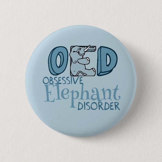 Cute Elephant Obsoned Blue Ronde Button 5,7 Cm (Voorkant)