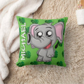 Cute Elephant Oerwoud Rainforest Green Name Cartoo Kussen (Deken)