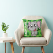 Cute Elephant Oerwoud Rainforest Green Name Cartoo Kussen (Stoel)