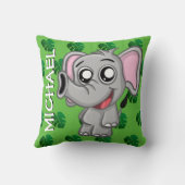Cute Elephant Oerwoud Rainforest Green Name Cartoo Kussen (Achterkant)