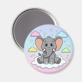 Cute Elephant on Cloud - I'm Ele-Fun-t Pun Magneet (Voorkant / Achterkant)