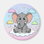 Cute Elephant on Cloud - I'm Ele-Fun-t Pun Magneet (Voorkant)
