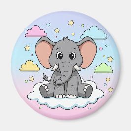 Cute Elephant on Cloud - I'm Ele-Fun-t Pun Magneet