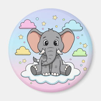 Cute Elephant on Cloud - I'm Ele-Fun-t Pun Magneet