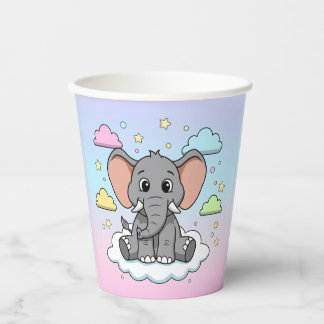 Cute Elephant on Cloud - I'm Ele-Fun-t Pun Papieren Bekers