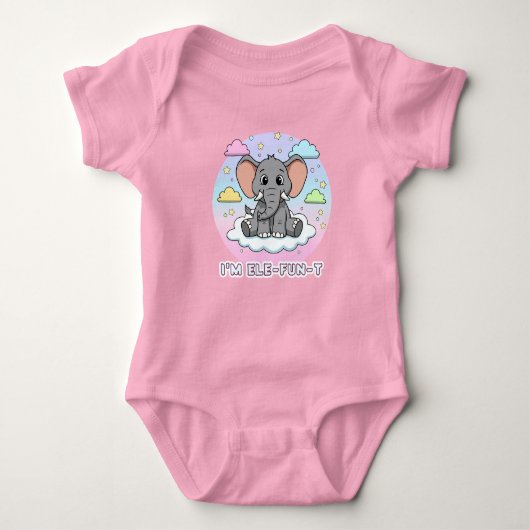 Cute Elephant on Cloud - I'm Ele-Fun-t Pun Romper (Voorkant)