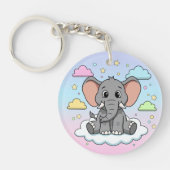 Cute Elephant on Cloud - I'm Ele-Fun-t Pun Sleutelhanger (Voorkant)