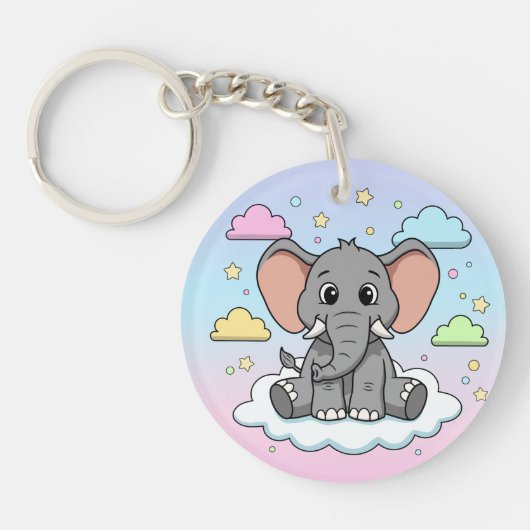 Cute Elephant on Cloud - I'm Ele-Fun-t Pun Sleutelhanger (Voorkant)