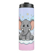 Cute Elephant on Cloud - I'm Ele-Fun-t Pun Thermosbeker (Voorkant)