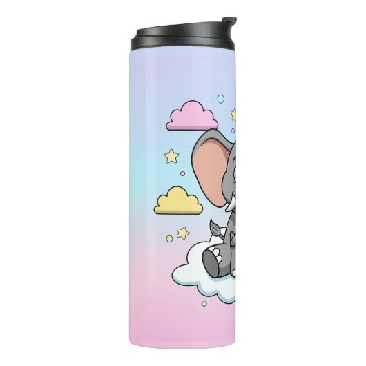 Cute Elephant on Cloud - I'm Ele-Fun-t Pun Thermosbeker (Gedraaid links)