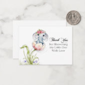 Cute Elephant on Flower Petals Dank u Notitiekaartje (Voorkant / Achterkant in situ)