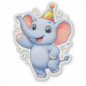Cute Elephant Party Custom-Cut Vinyl Sticker (Voorkant)