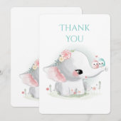 Cute Elephant Pastel Waterverf Hartelijk dank Bedankkaart (Voorkant / Achterkant)